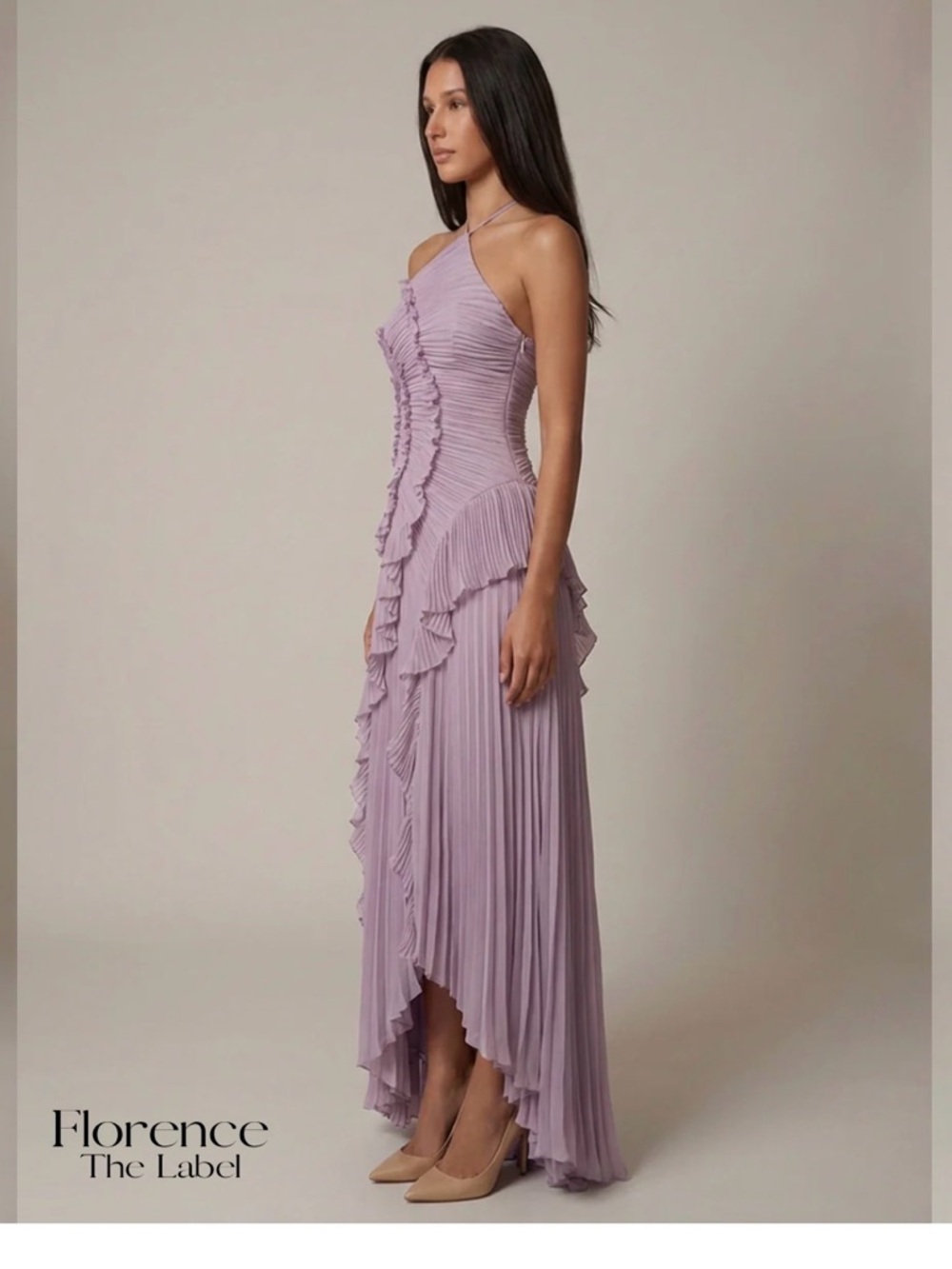 Lilac One-Shoulder Ruffle Maxi Dress - Picture 2 of 3